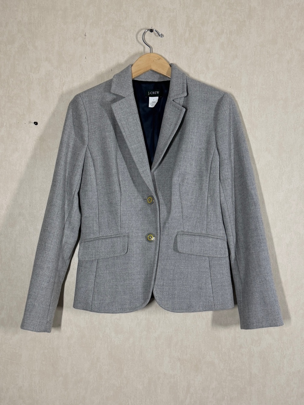 J. Crew Women’s 100% Wool Blazer Jacket Two Button Tailored in Gray 8